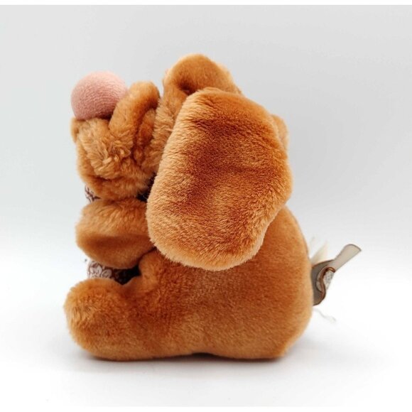 Vintage 1986 Ganz Bros. Brown Wrinkles Dog Plush With Bone 7" - Picture 3 of 6